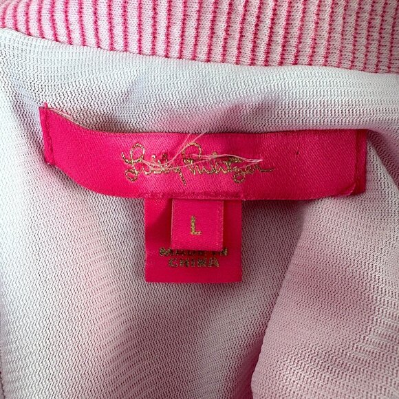 Lilly Pulitzer Tisbury Sleeveless Shift Dress Size L Pink Stripe V Neck Preppy - Picture 5 of 10